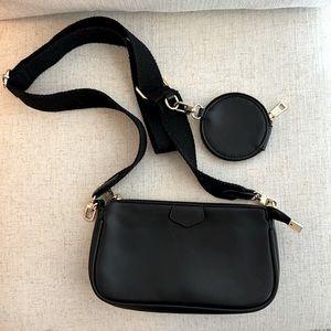 Black luxury crossbody purse with coin purse